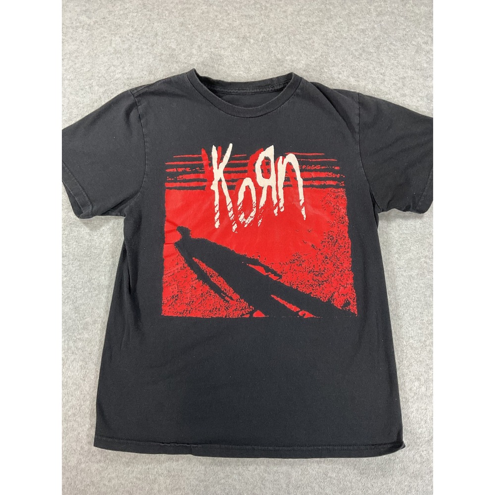 Korn Graphic T-Shirt Mens Small Black Red Shadow Logo Nu Metal Band Tee 2692